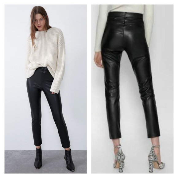 Zara Pants - NWT Zara Faux Leather Hi-Rise Brushed Legging